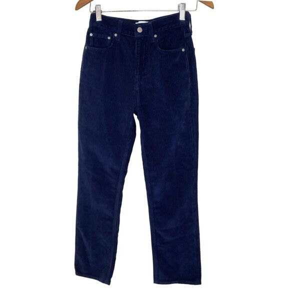 Aritzia Denim Forum The Arlo High Rise Straight Leg Blue Corduroy Pants - Picture 4 of 14
